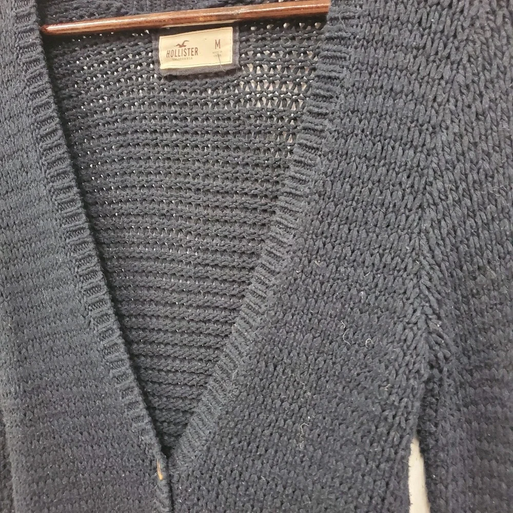 Hollister Womens Y2K Button Up Cardigan Size M Blue Logo Preppy 90S Layers Cozy‎